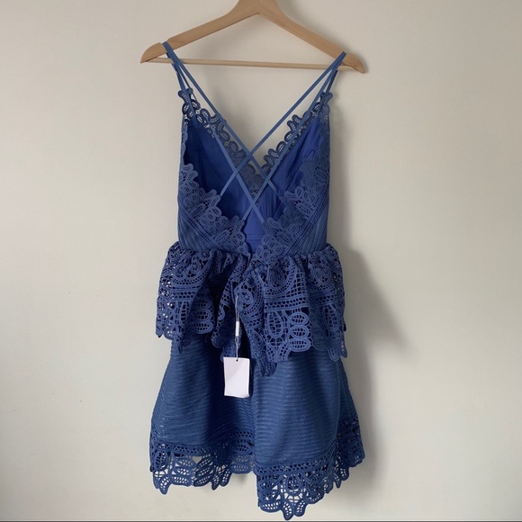 NWT Self-Portrait | Guipure Lace Peplum Dress - Picture 9 of 15